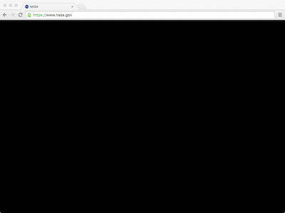 A web browser showing a black screen.